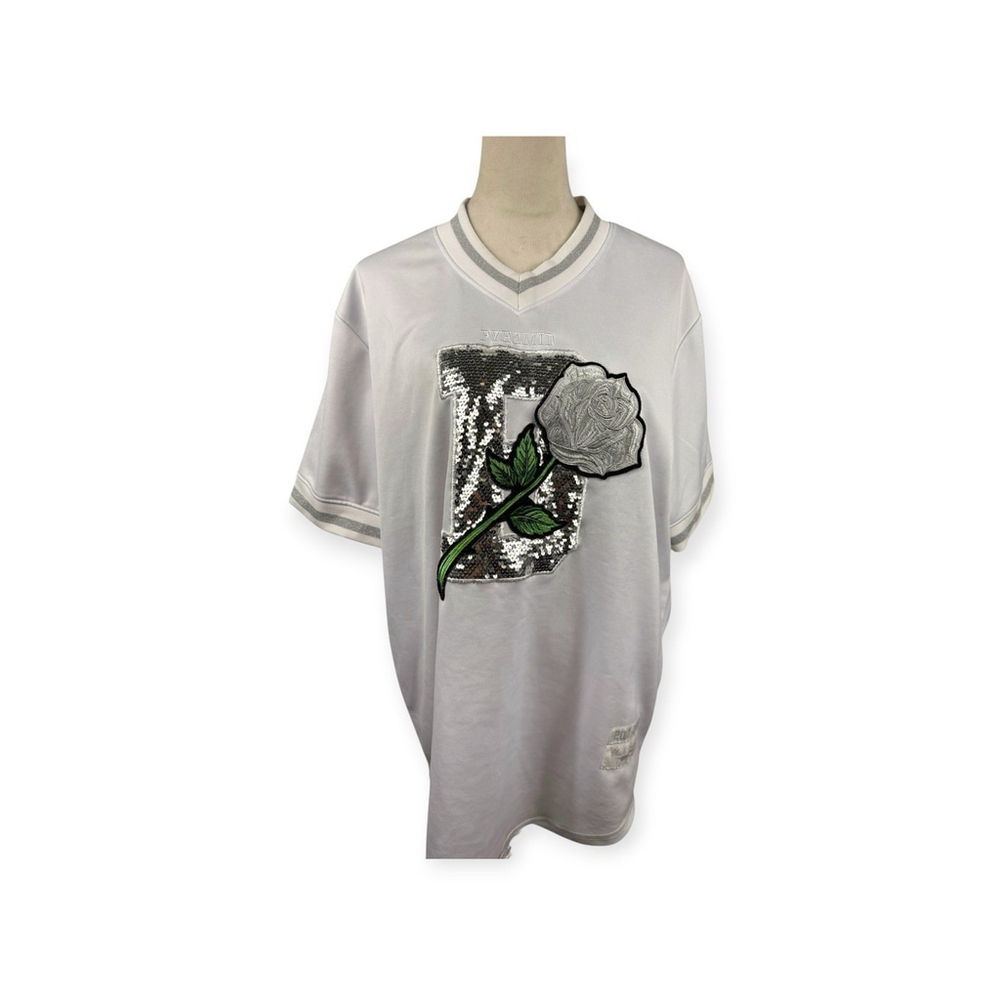 Black Pyramid Jersey With Silver Sequins And Rose Embroidery Men's Size XXL